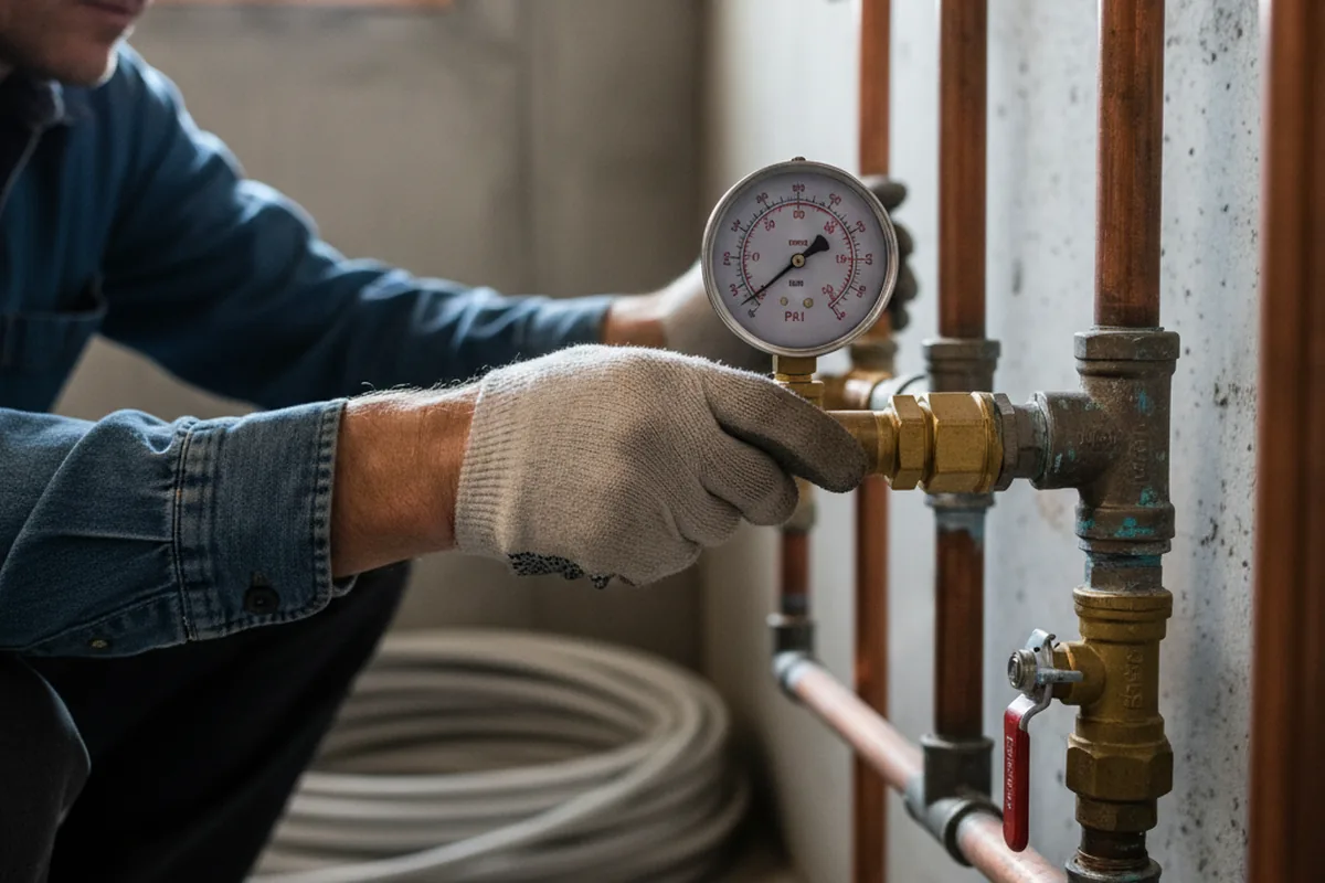 Pressure testing a repaired line during Water Line Repair in Albertson